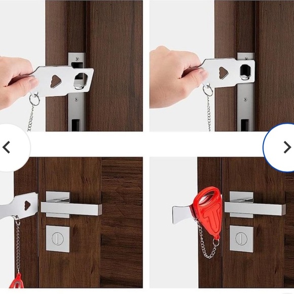 Red and Silver Key and Card Holder with Chain - Picture 3 of 8